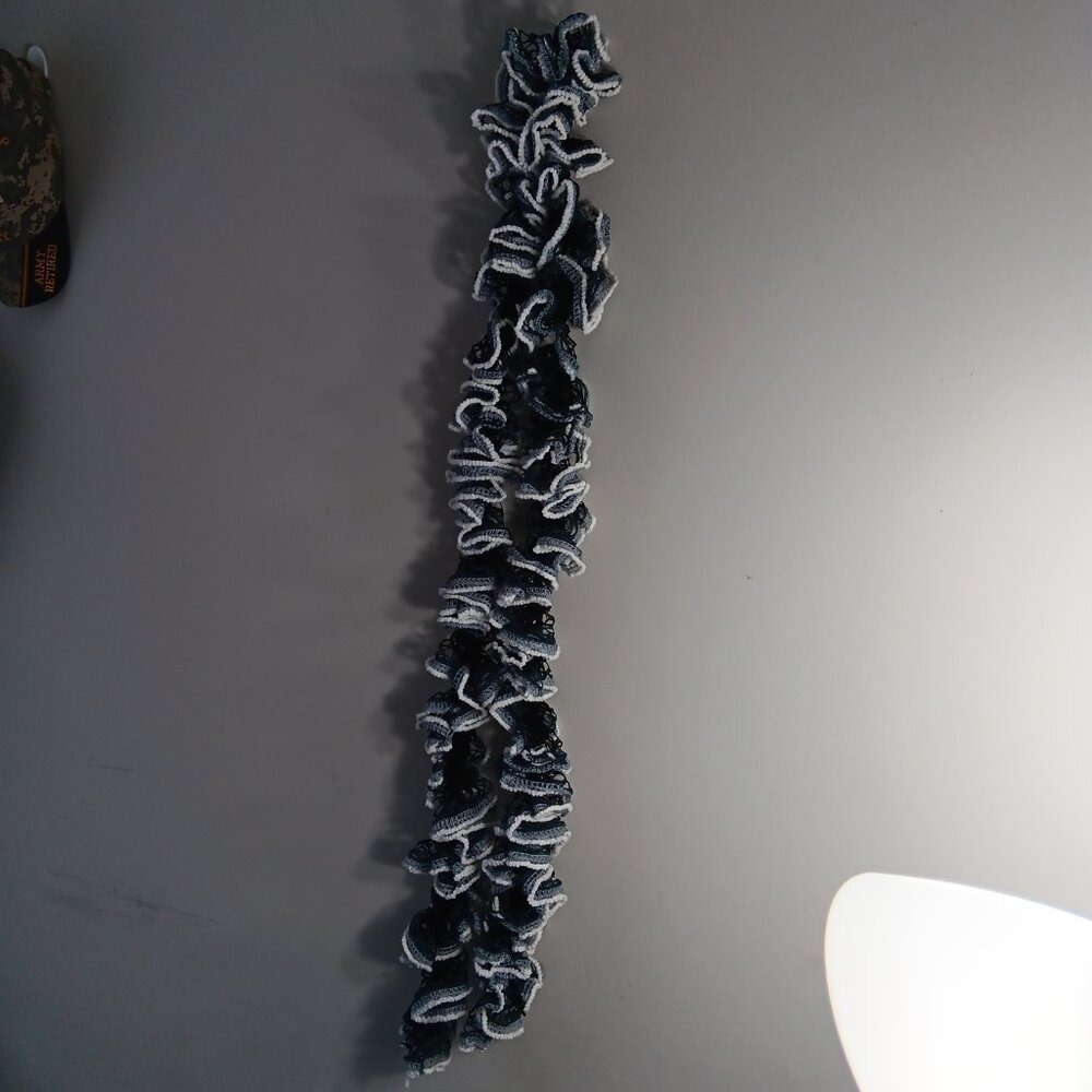 Handmade by me black grey and white ruffle accessory scarf, Never worn E12 - Picture 6 of 6